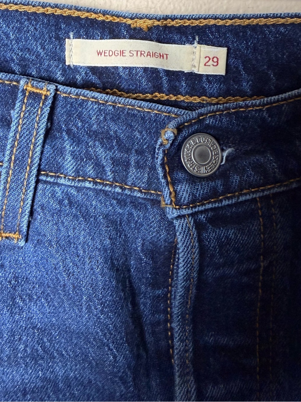 Levi’s Wedgie Straight Jeans Women 29 Salsa Dark Stone Raw Hem High Rise W29 L26 - Picture 7 of 10